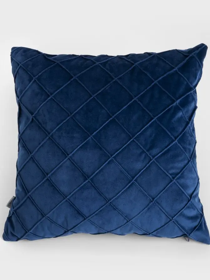 Poszewka COMERI welurowa granatowa w romby 45x45 cm