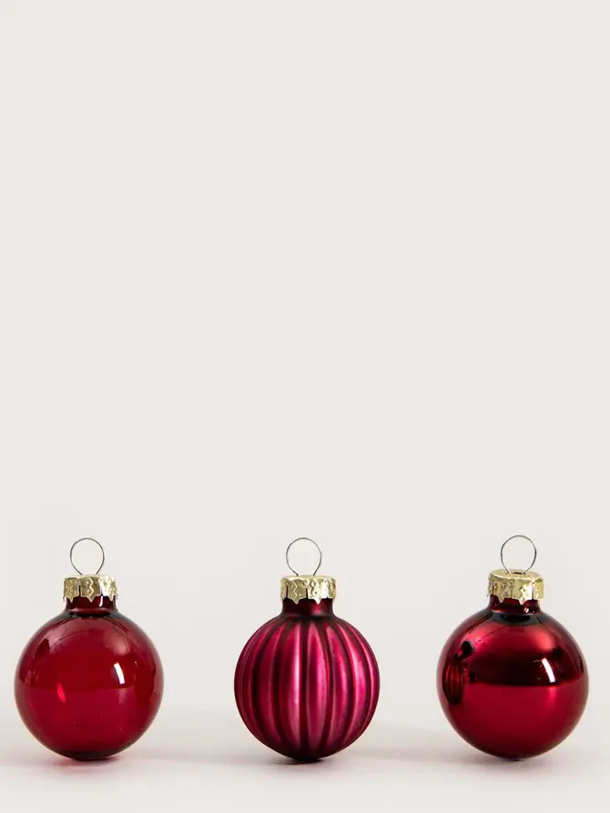 Zestaw bombek BURGUNDY CHARM szklane czerwone małe 3 cm 11 szt.