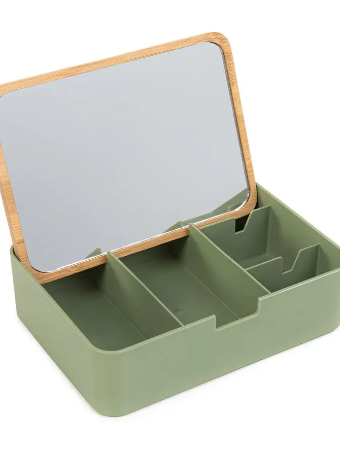Organizer z lusterkiem KASEN pistacjowy/zielony 18x13x5cm