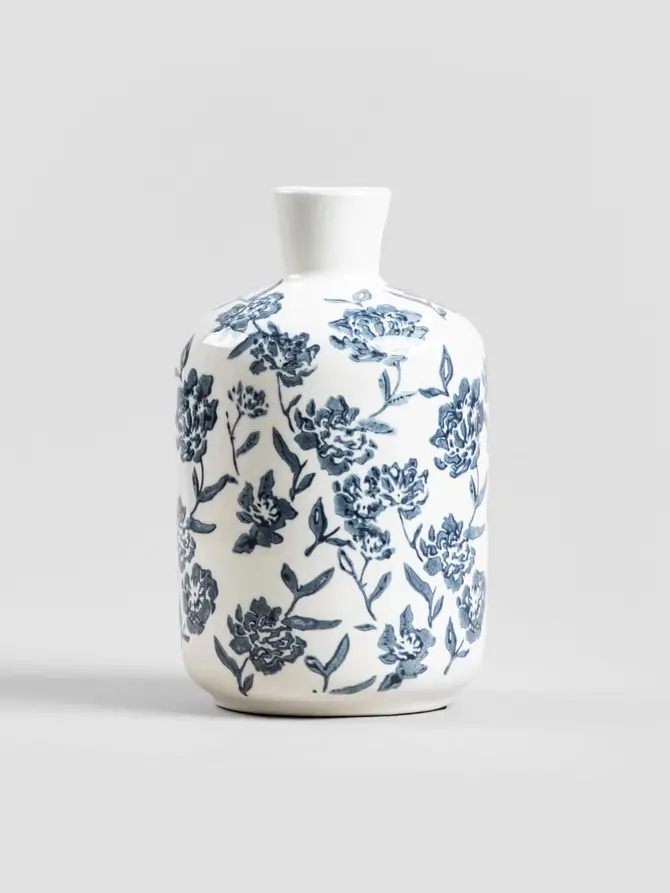 Wazon FLORAL HAMPTONS ceramiczny niebieskim wzorem 12x20 cm