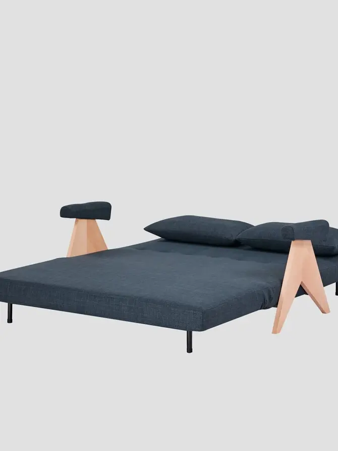 Sofa CALORE 2-osobowa, z funkcją spania granatowa 157x90x82 cm