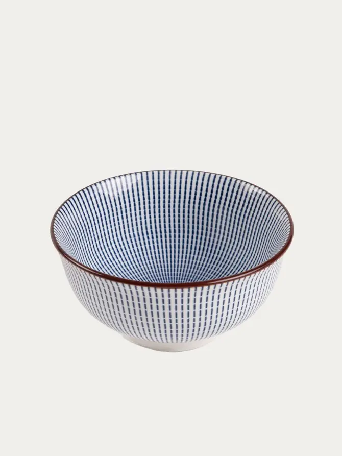 Miska NAVIA porcelanowa granatowa z brązową obwódką 12 cm