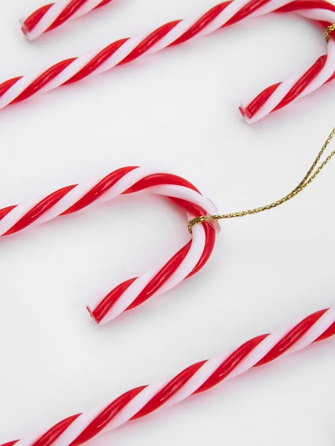 Zestaw zawieszek TWINKLE laski biało-czerwone 6 szt. 14,5 cm