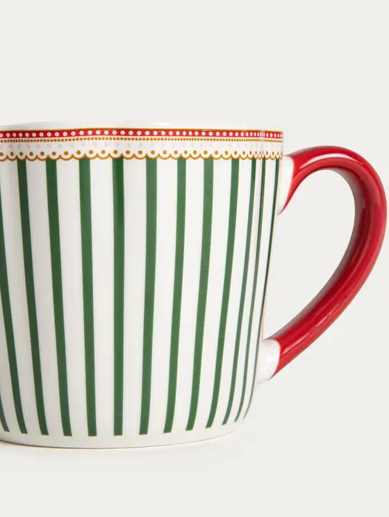 Kubek ABARIS porcelanowy w zielone paski 0,3 l