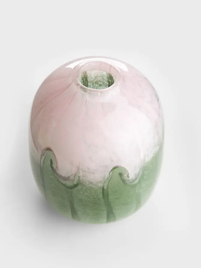 Wazon OMBRE szklany ombre beżowo-zielony 15,54x20 cm