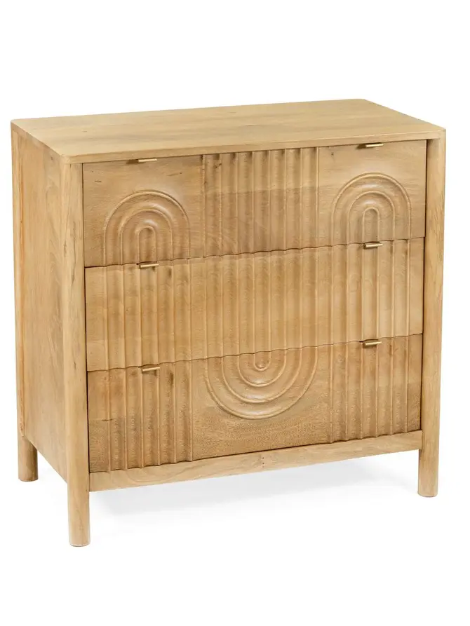 Komoda SURAT lite drewno mango z 3 szufladami 76x40x75 cm