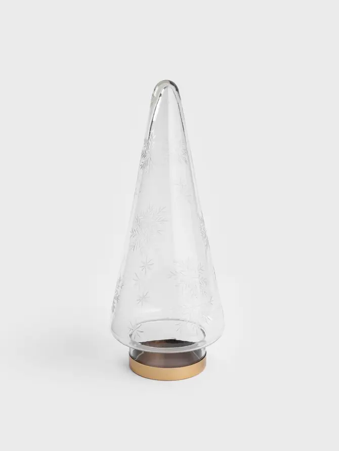 Choinka SALIM szklana transparentna duża ze snieżynkami 17 x 45 cm