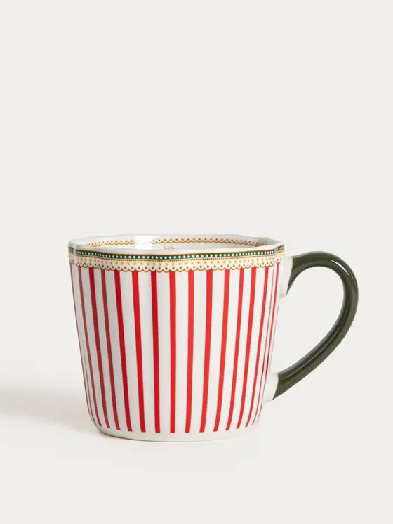 Kubek ABARIS porcelanowy w czerwone paski 0,3 l