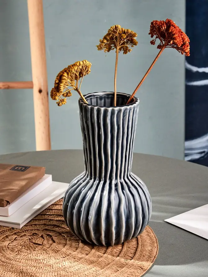 Wazon DELLI ceramiczny granatowy 14x14x22 cm
