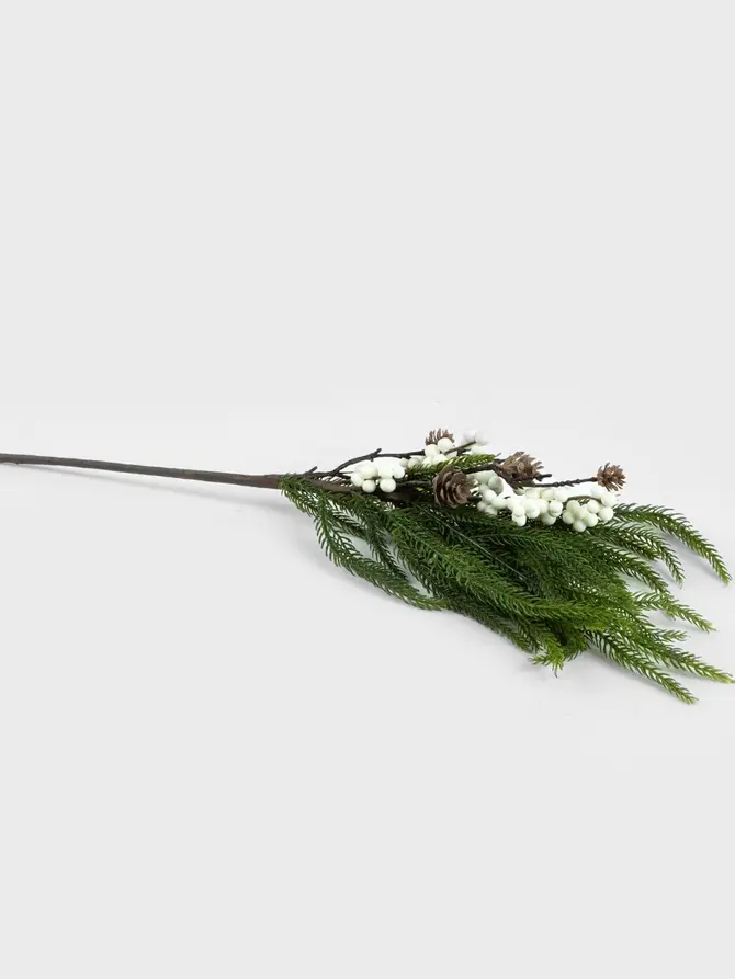 Gałązka LARCH z białymi dodatkami 60 cm