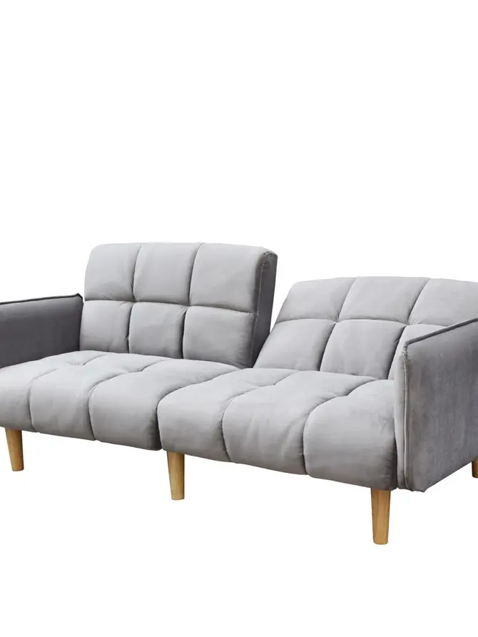 Sofa SONUS 3-osobowa, z funkcją spania, welurowa szara 195x91x83 cm