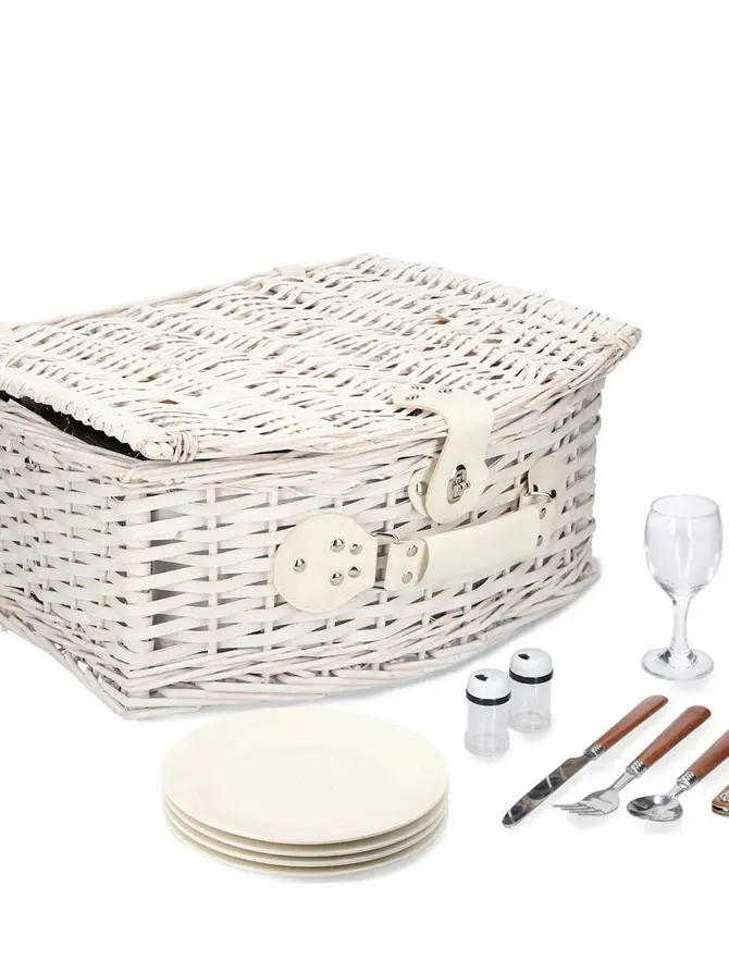 Kosz piknikowy PICNIC dla 4 osób biały 46x38x41 cm