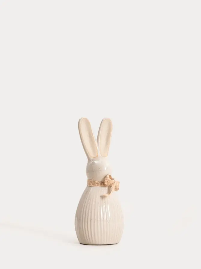 Figurka CAVLO zając ryflowany mały beżowy 6x17 cm