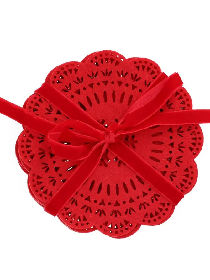 Podkładka do jadalni LEIS filcowa czerowna, 5 szt. 12 cm
