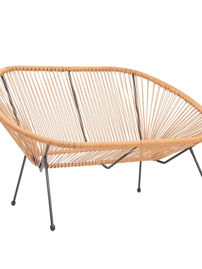 Ławka ACAPULCO z okrągłej linki technorattan naturalna 2-osobowa 134x78x86 cm
