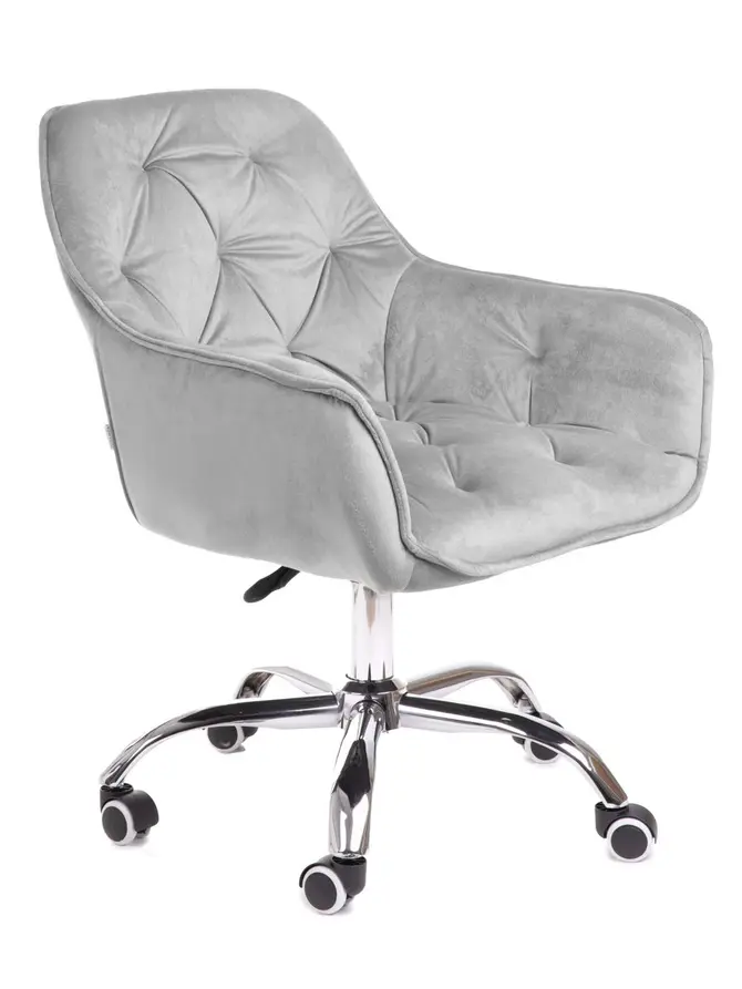 Fotel FLOSSI welurowy obrotowy szary 57x61x80-90 cm