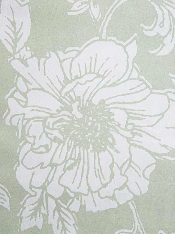 Pościel FLORE z mikrofibry pistacjowa w białe kwiaty 160x200 + 2*70x80 cm