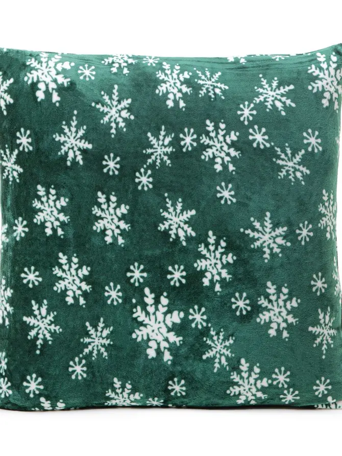 Poszewka SNOFLOCK w śnieżynki zielona 45x45 cm