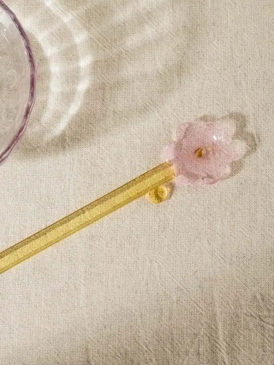 Łyżeczka BLOOMDALE z różowym kwiatkiem i żółtą łodygą 15 cm