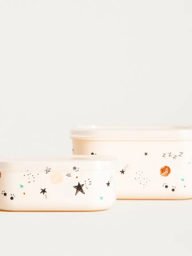 Lunchbox SPACEKID kremowy 2 el.