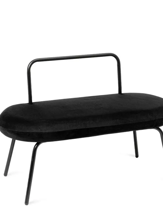 Ławka INA welurowa czarna 95x45x61 cm