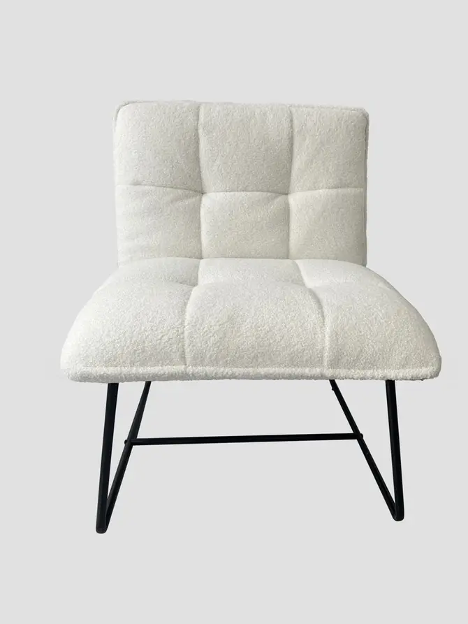 Fotel NELOX w tkaninie TEDDY BOUCLE ecru 63x69x73 cm