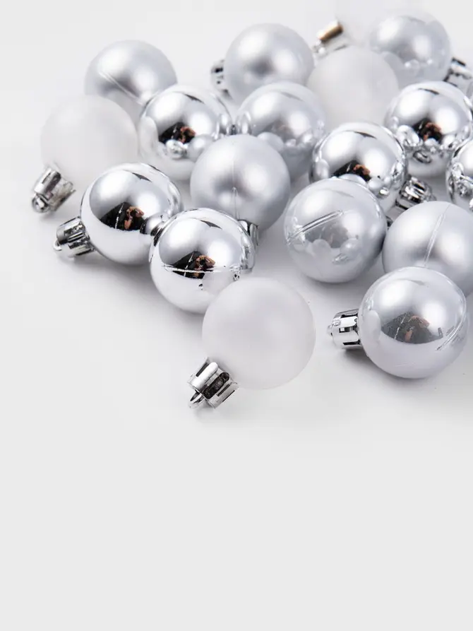 Bombki GERONI srebrne, zestaw 24 szt. 3 cm