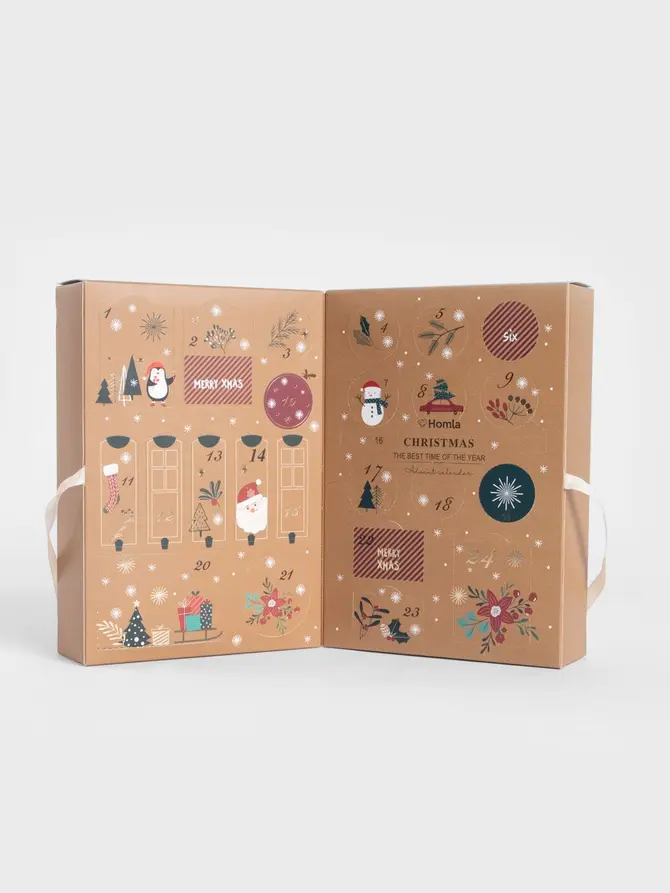 Kalendarz adwentowy SANTA'S SELECTIONS świąteczny ecru 24 SZT