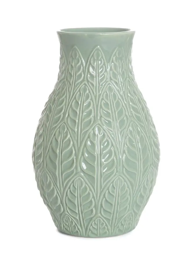 Wazon NATTO ceramiczny z tłoczeniami pistacjowy 15x24 cm