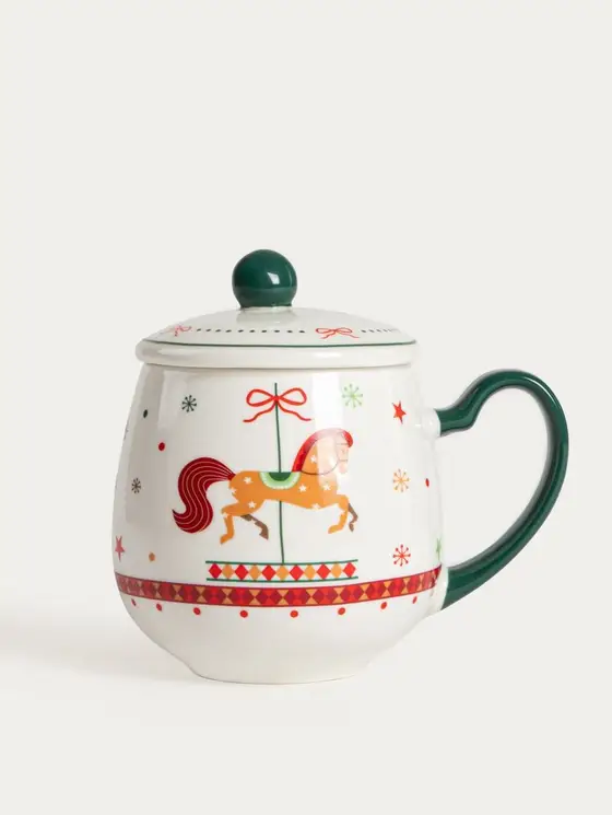 Kubek MURTI porcelanowy z konikami 0,3 l