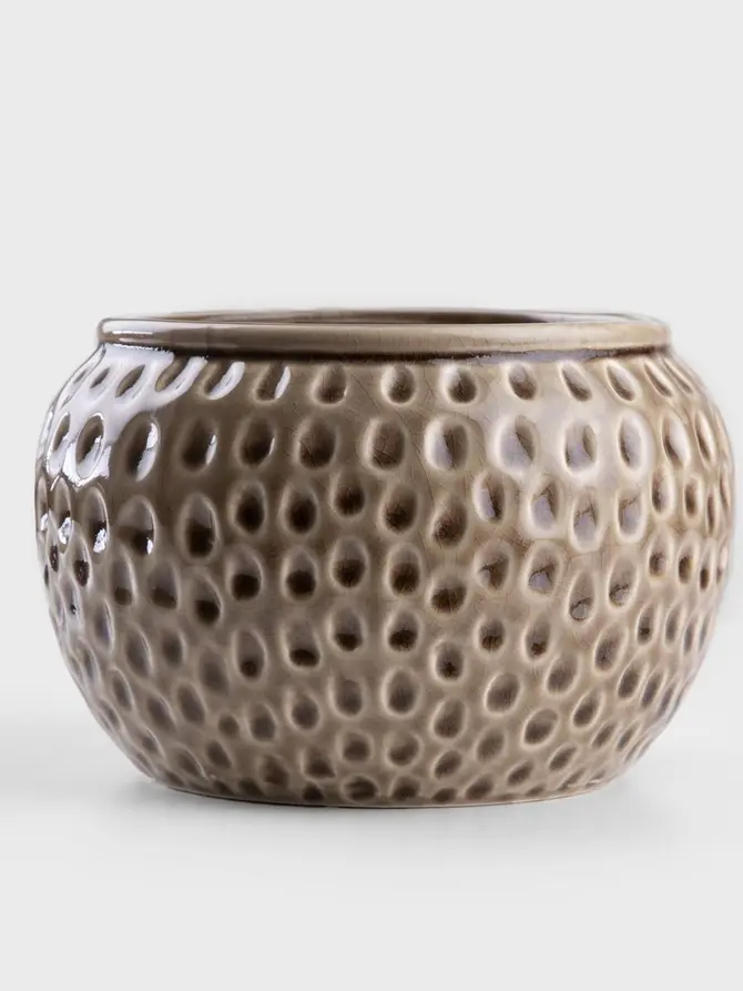 Osłonka na doniczkę SISU w plamki beżowa 17,5x17,5x14,5 cm