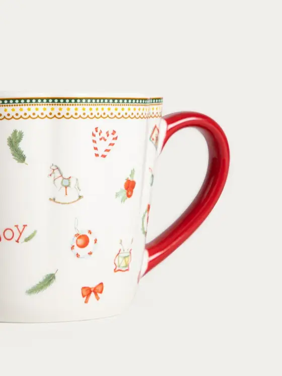 Kubek ABARIS porcelanowy z czerwonym uchem 0,3 l