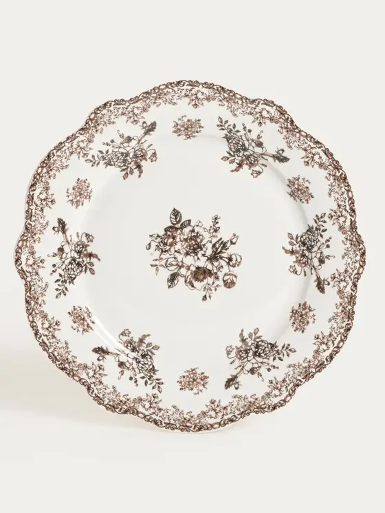 Talerz LOURRY porcelanowy obiadowy brązowy 27 cm