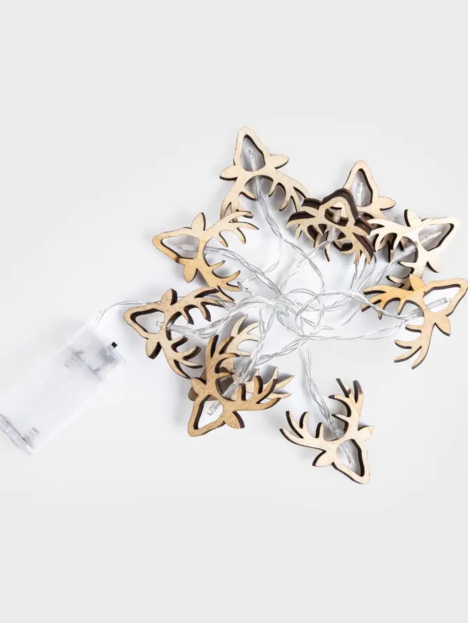 Lampki DAREN drewniane renifery 10 LED, 165 cm