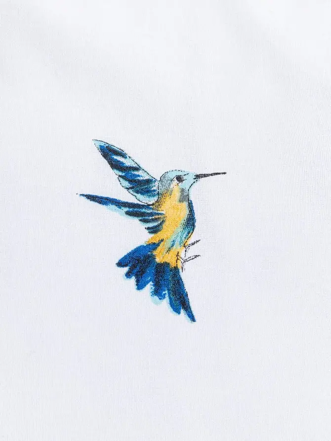 Pościel ELISE bawełniana w kolibry z lamówką 140x200 + 1*50x60 cm