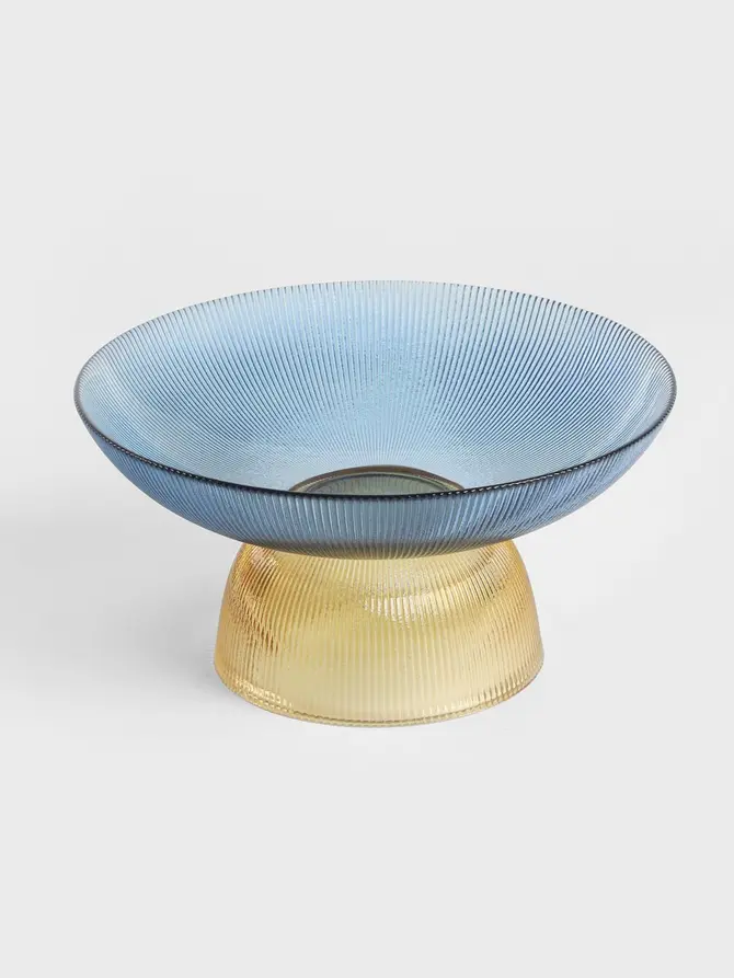 Patera MEGALO szklana niebiesko - żółta 25 cm