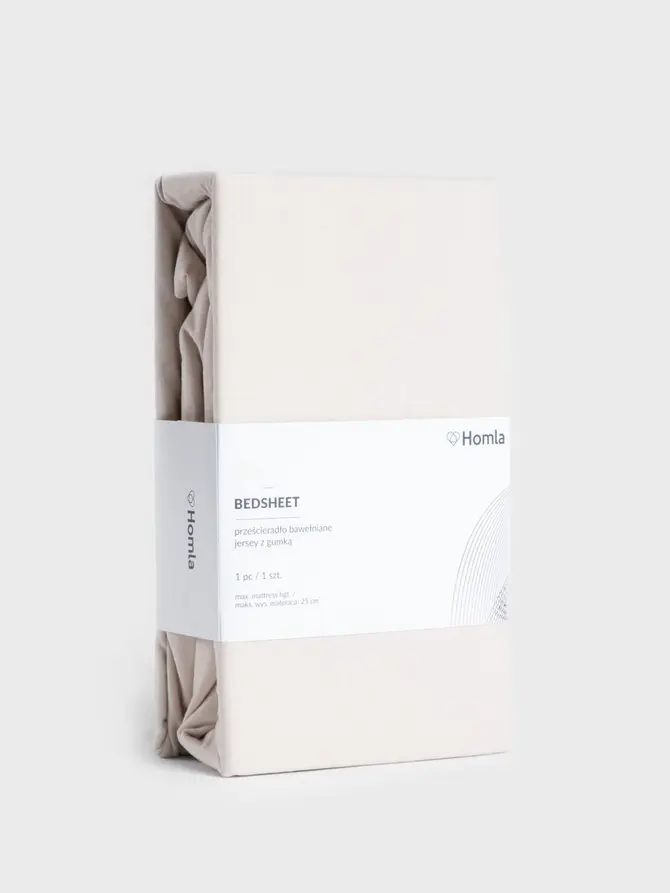 Prześcieradło PELLY jersey beżowe PREMIUM 160x200 cm