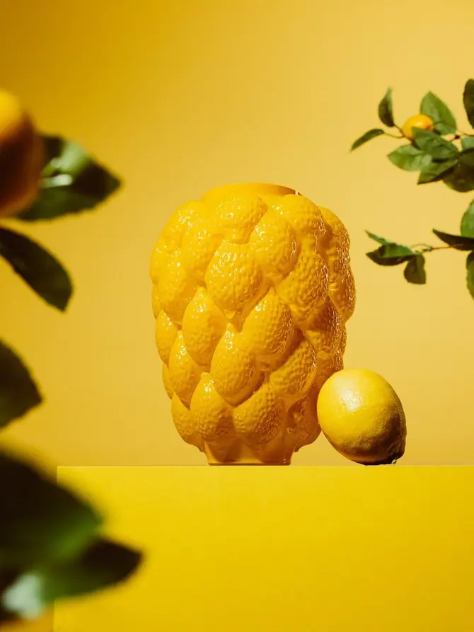 Wazon LEMONI szklany żółty 16,5x21 cm