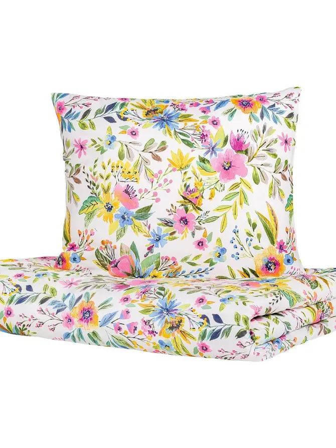 POŚCIEL FLORAL ESSENTIALS z mikrofibry w kolorowe kwiatki 220x200 + 2*70x80 cm