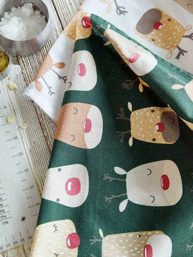 Zestaw ścierek kuchennych REINDEER z nadrukiem w renifery 2*45x65 cm