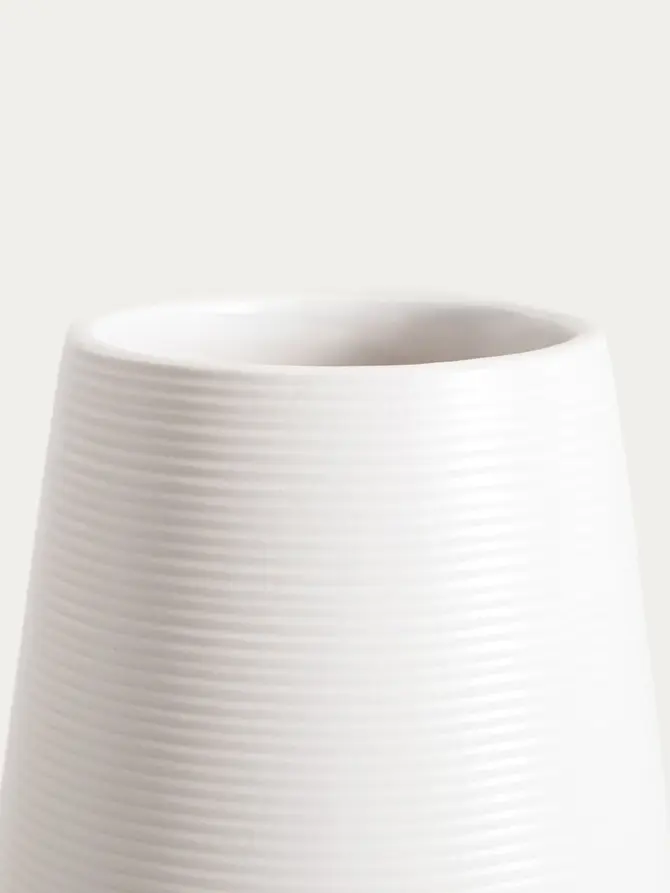 Wazon GIA ceramiczny ryflowany biały 23x14 cm