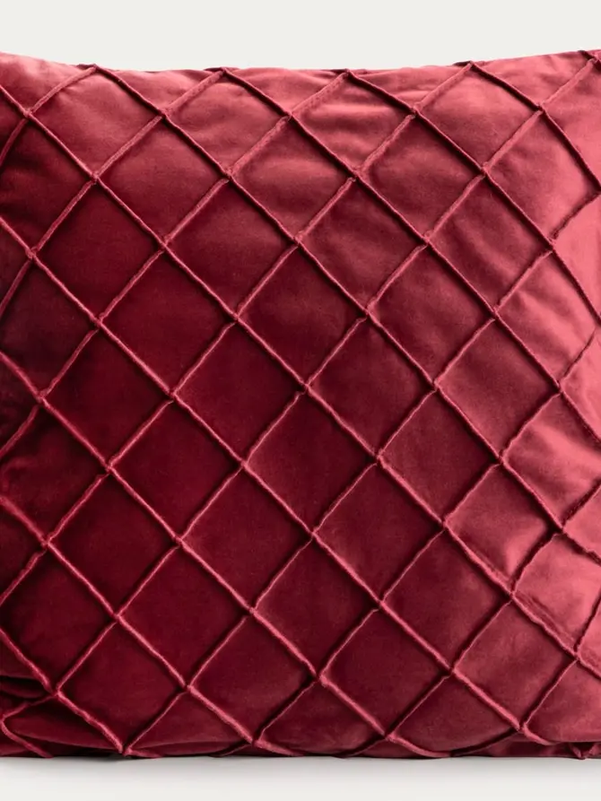 Poszewka COMERI welurowa burgundowa w romby 45x45 cm