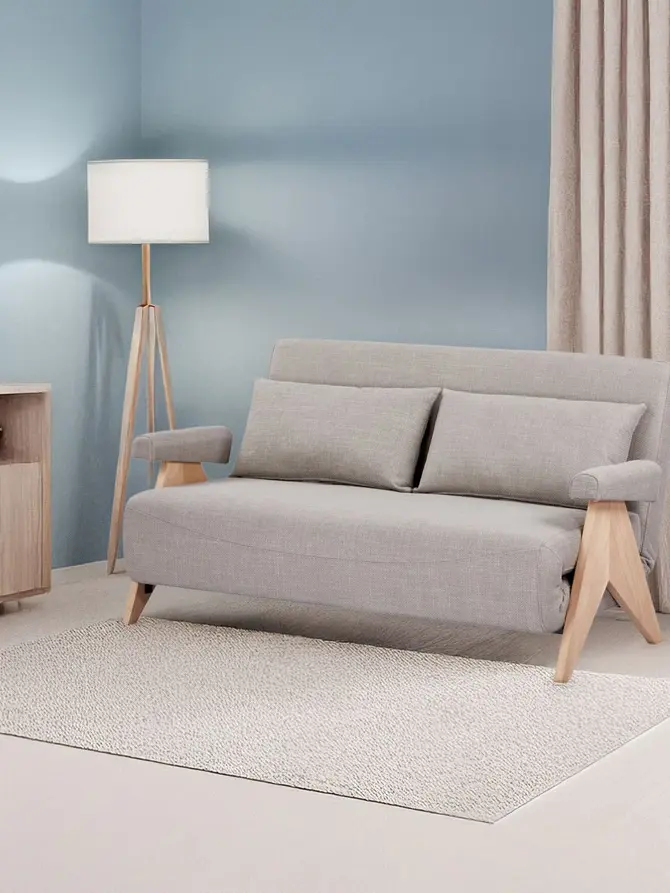 Sofa CALORE 2-osobowa, z funkcją spania beżowa 157x90x82 cm
