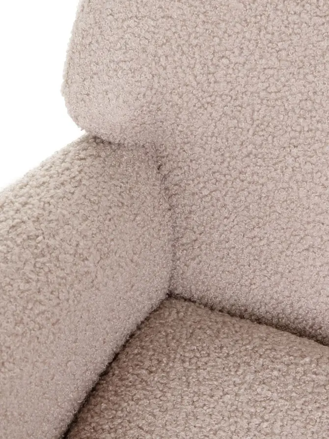 Fotel LUNNIE bujany beżowy w tkaninie TEDDY BOUCLÉ 67x78x92 cm