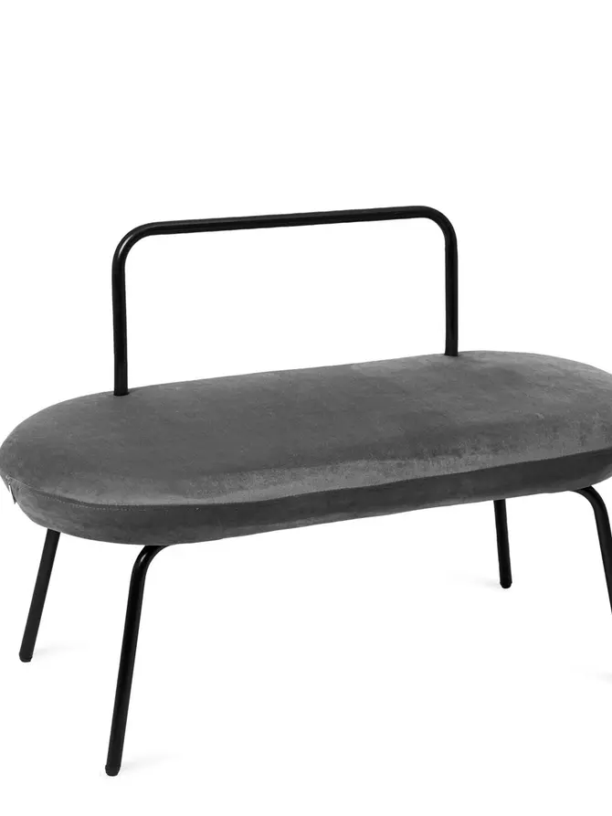 Ławka INA welurowa szara 95x45x61 cm