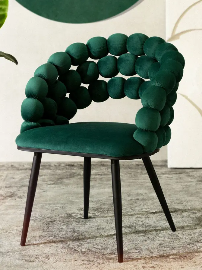 Krzesło BUBBLE welurowe zielone 57,5x61x81,7cm