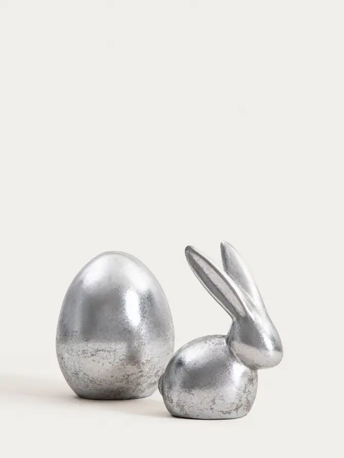 Figurka DESO jajko małe, srebrne 10x12,7 cm