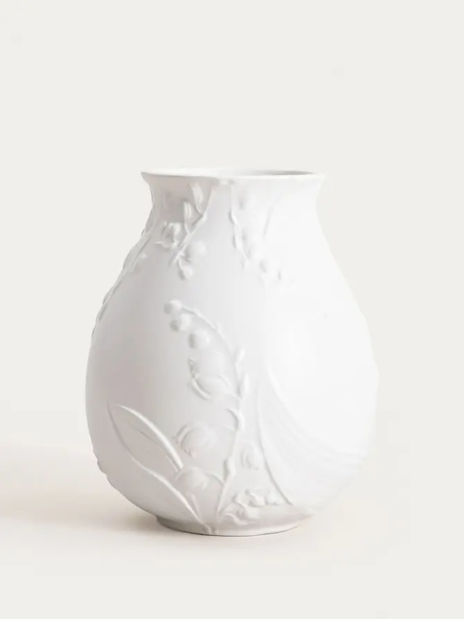 Wazon CONWALLIE ceramiczny z tłoczeniami biały 14,8x18 cm