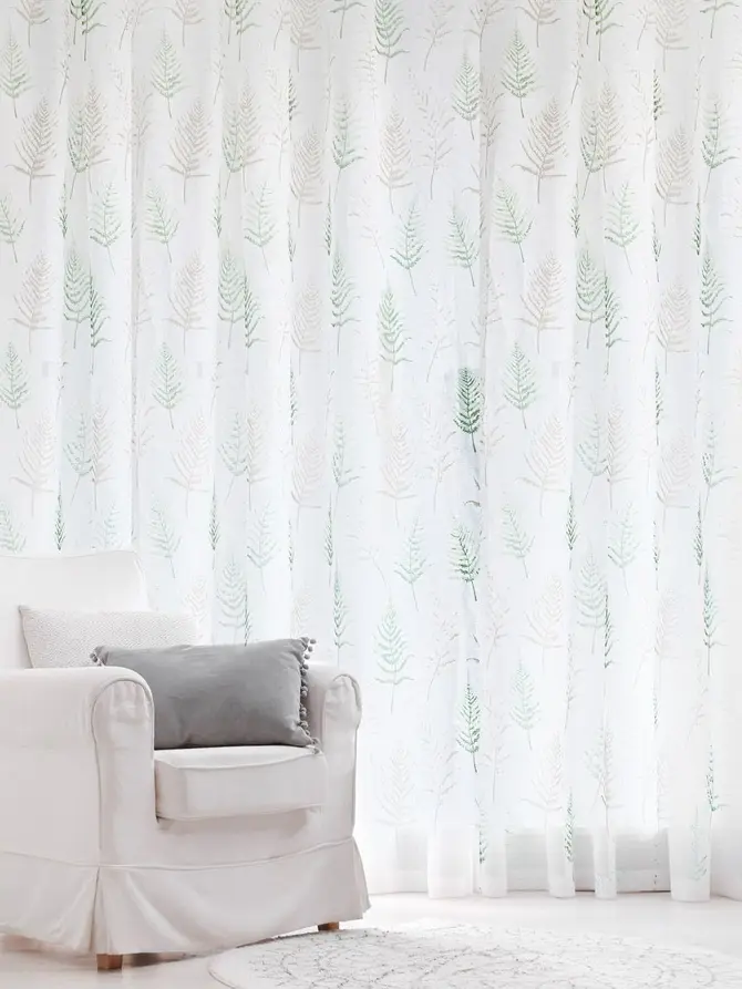 Zasłona KIMIA w zielone liście 140x250 cm