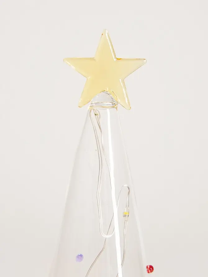 Dekoracja LED LAAWEL szklana choinka w kropki 23,5 cm